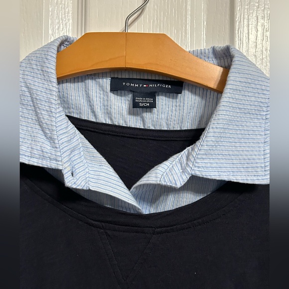 Tommy Hilfiger blue long sleeve Layered Look Top size small. - Picture 3 of 5